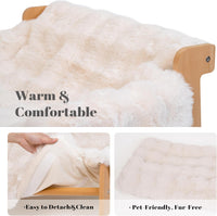 Elevated Cat Couch Bed Wooden Raised Kitty Sofa Lounge Chair – Essentials for Cats - Cat Sofa-White - image 3