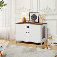 HOOBRO Litter Box Enclosure - White + Walnut / 31" L x 17.5" W x 19.7" H - image 3