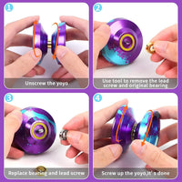 LESHARE X2 Dual-Mode Yoyo for Advanced Players & Teens Beginners – Fun for Kids & Family - Purple Blue - image 4