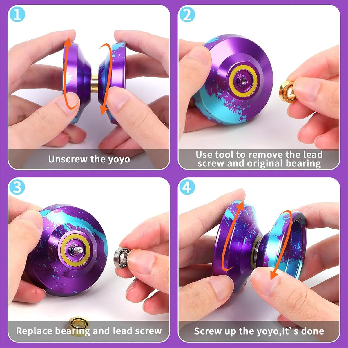 LESHARE X2 Dual-Mode Yoyo for Advanced Players & Teens Beginners – Fun for Kids & Family - Purple Blue - image 4