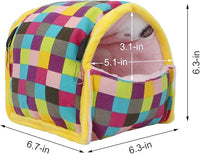 Wontee Hamster Bed Hideout Sugar Glider Hammock Small Animal Warm Bed House for Hamsters Hedgehogs Sugar Glider Gerbils Mice (Large, Colorful Plaid)
