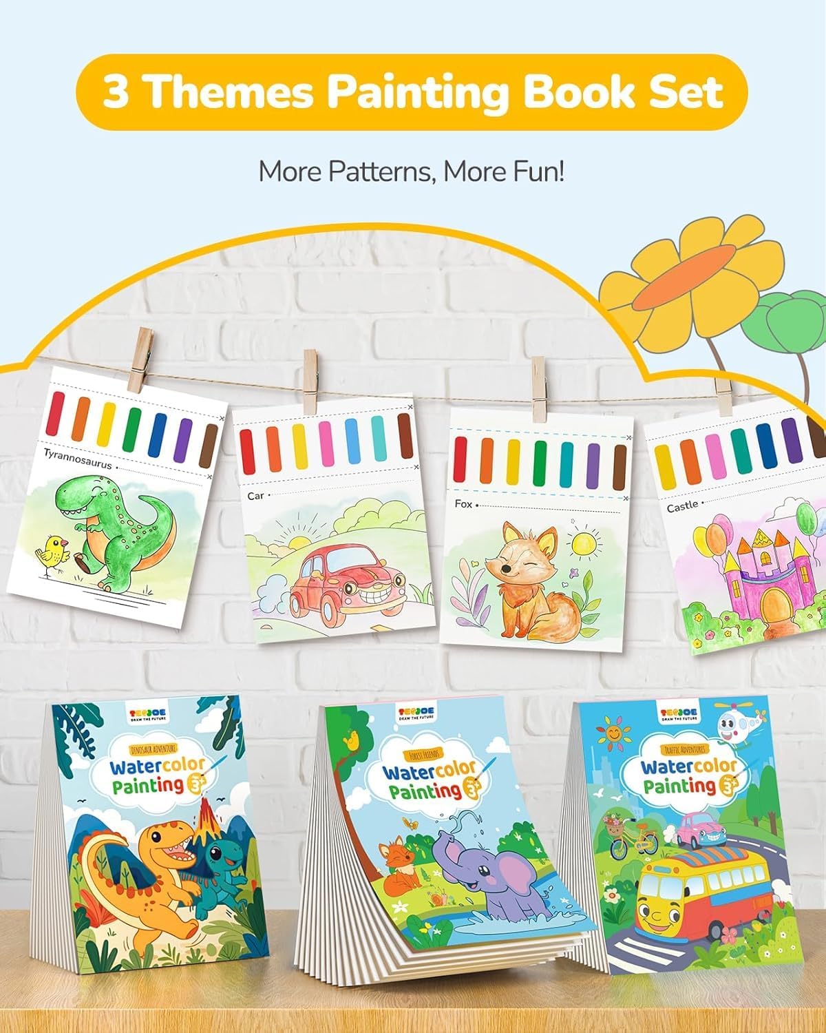 TECJOE 3 Pack Paint with Water Books - Traffic & Forest & Dinosaur - image 2