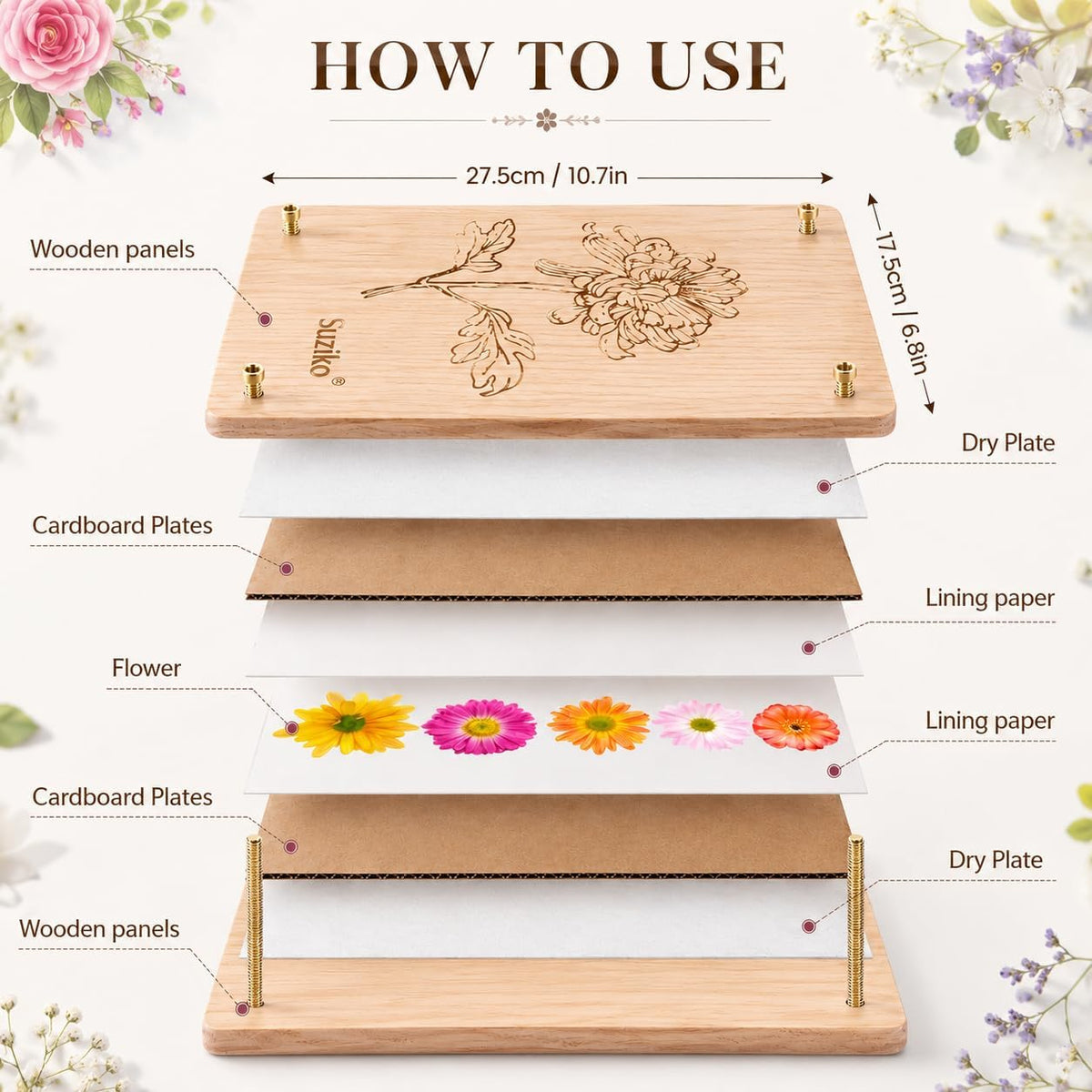 Suziko Large Flower Press Kit 10.8 x 6.9 inch for Adults - Chrysanthemum 10.8" x 6.9" - image 3