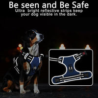 Timos Dog Harness for Large Dogs, No Pull Service Vest with Reflective Strips and Control Handle,No Choke Dog Harness with 2 Metal Rings for Easy Walking,Outdoor Training,Blue, L