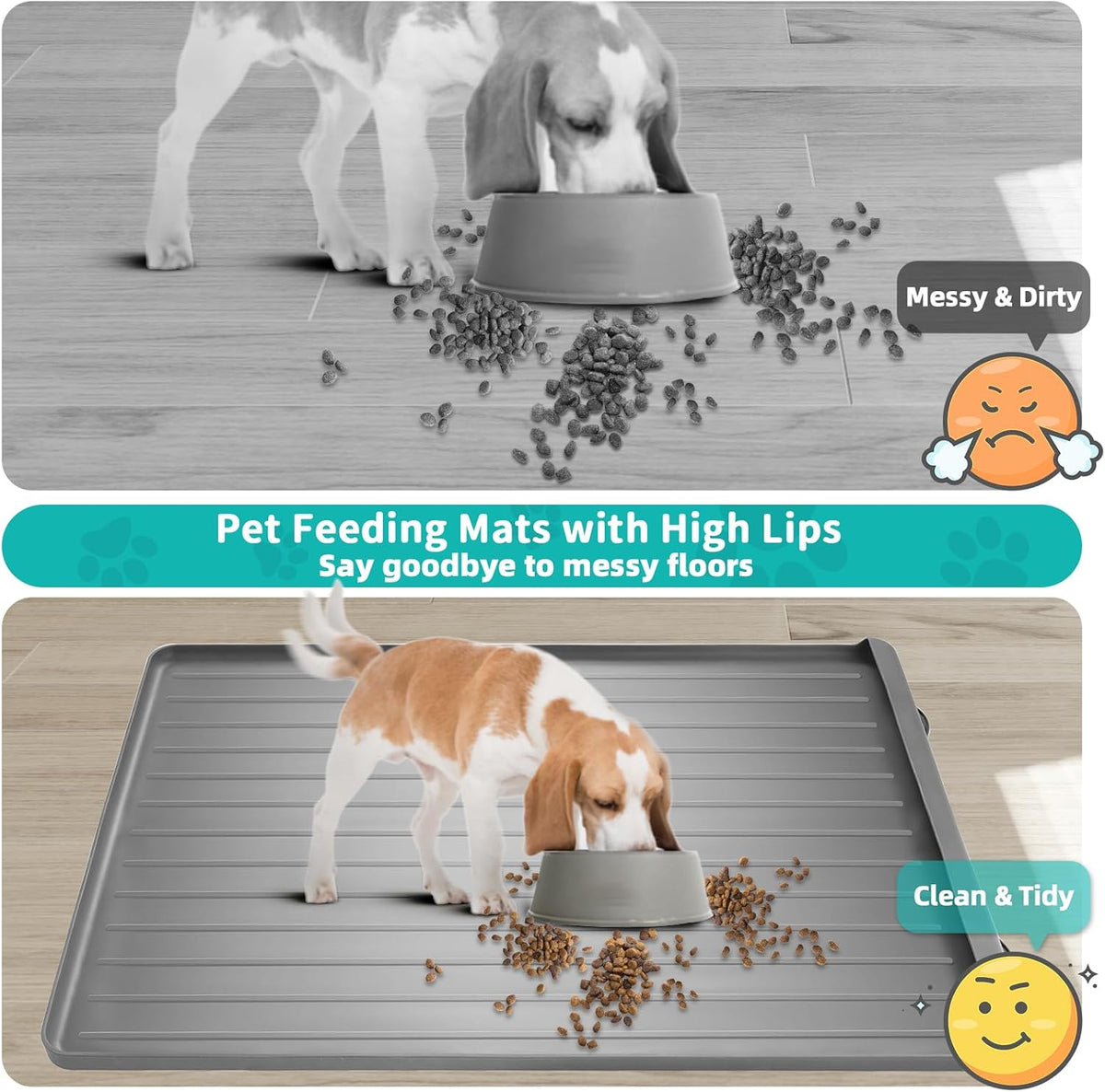 Dog Mat for Food and Water - Light Grey / 39.4"L x 27"W - image 3