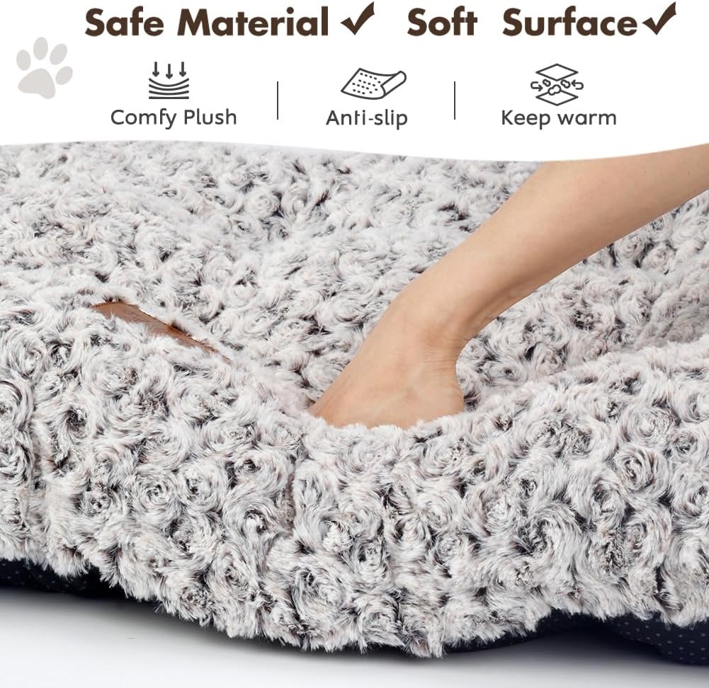 24 x 18 inch rosette velvet dog crate bed mat with anti-slip bottom - view 3