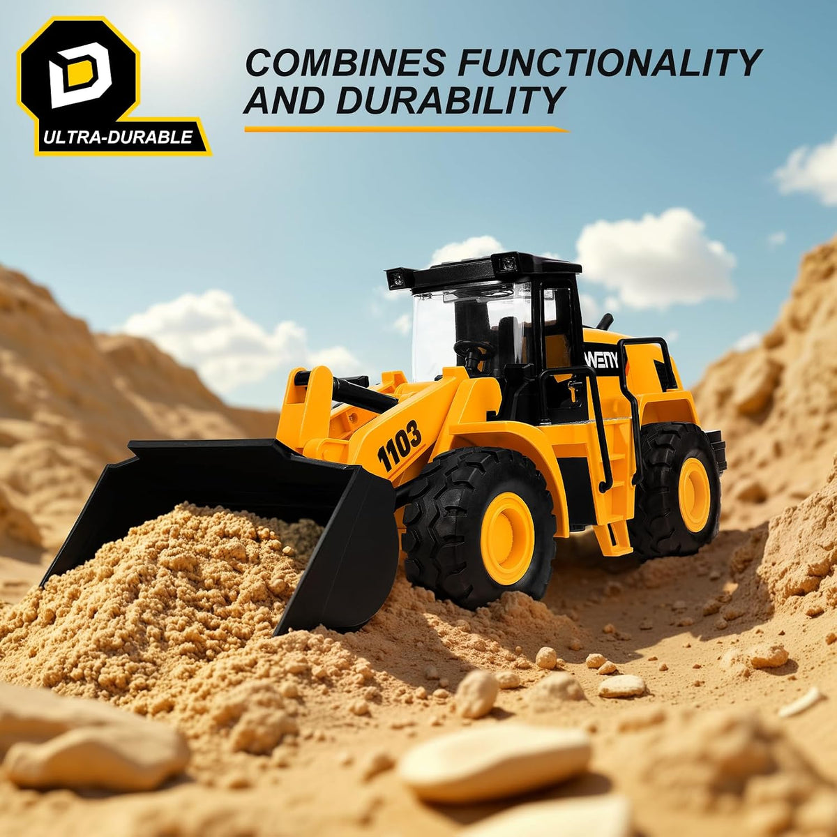 YySiRui 16 inch bulldozer toy with movable blade and rubber tires - view 12