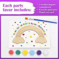 BOIKOKY 12-pack rainbow painting party favor kits with wooden rainbow magnets - view 6