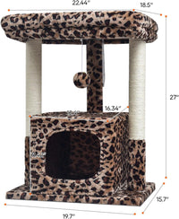 Syandlvy 27 inch cheetah print cat tree with plush perch and two sisal scratching posts - view 3