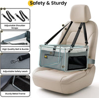 Conlun Dog Car Seat Booster, Steel Frame Anti-Collapse - Grey / Dog Car Seat+Cooling Mat - image 4