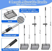 12 Inch Chicken Poop Scooper & Rake 2-in-1, Large Metal Shovel Head, Rubber Handle Stainless Steel Chicken Litter Scoop for Chicken Coops, Litter Screening Scoop (35 to 65in) US Patent Pending (Black)