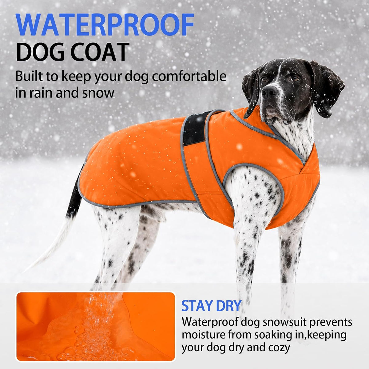 MIGOHI Warm Dog Coat Waterproof Winter Dog Jacket, M - Orange / Medium - image 3