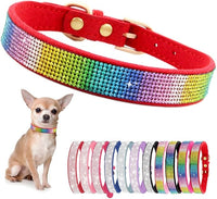 Rhinestone Dog Collar for Small Dogs, Bling Diamond Fancy Crystal Glitter Pretty Jewel Pet Puppy Collars for XXS XS Small Medium Large Breed Girl Dogs Female Cats Kitten, Colorful Red M