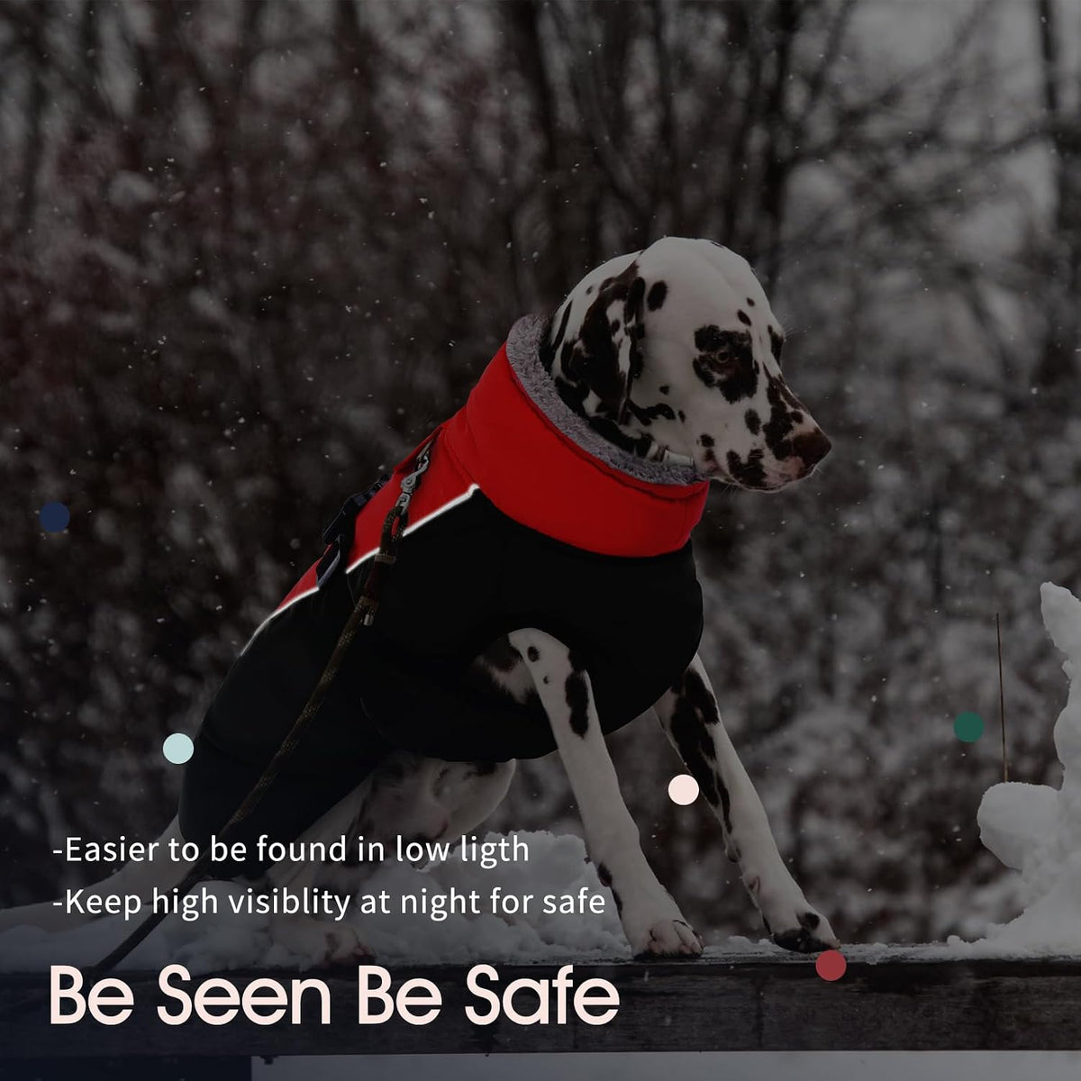 IECOii Extra Warm Reflective Dog Coat - X-Large(Chest:24.4-29.9 in) / Red - image 4