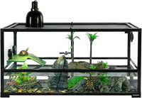 REPTIZOO 50 Gallon Large Turtle Tank Aquarium, 36"×18"×18" Tortoise Habitat Water-Land Ecological Turtle Tank with Drainage System Aquatic Aquarium, Terrarium for Tree Frogs, Salamanders