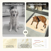 Dog Cooling Mat- Ice Silk Summer Comfort, Self Cooling, Non-Slip Dog Pad, Durable & Washable, Mat for Medium Dogs 50x65 cm, Support Shelter Dogs with Every Purchase (Beige)