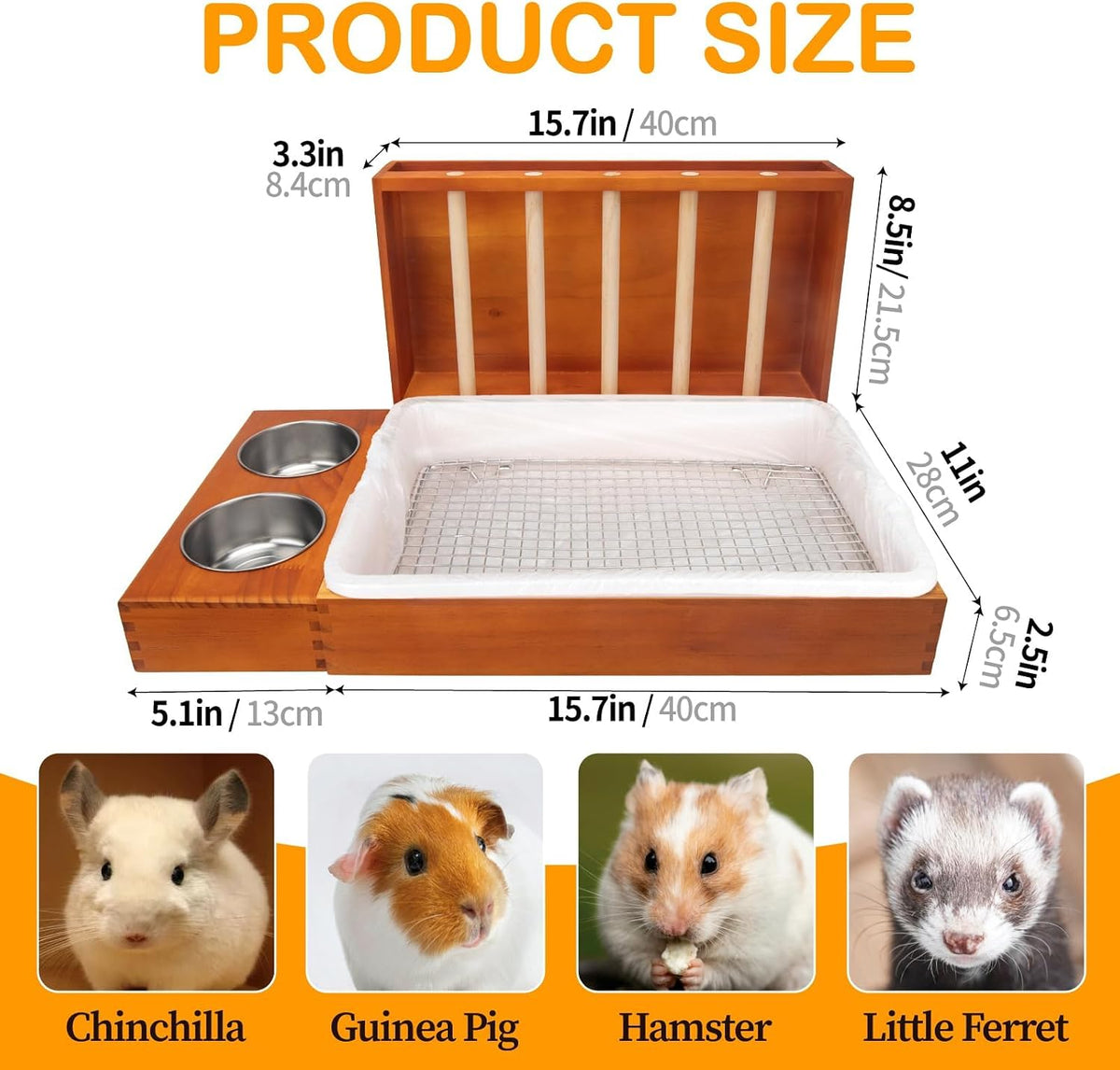 3 in 1 Rabbit Hay Feeder with Litter Box - 15.7in Style2 / Coffee 2 - image 4
