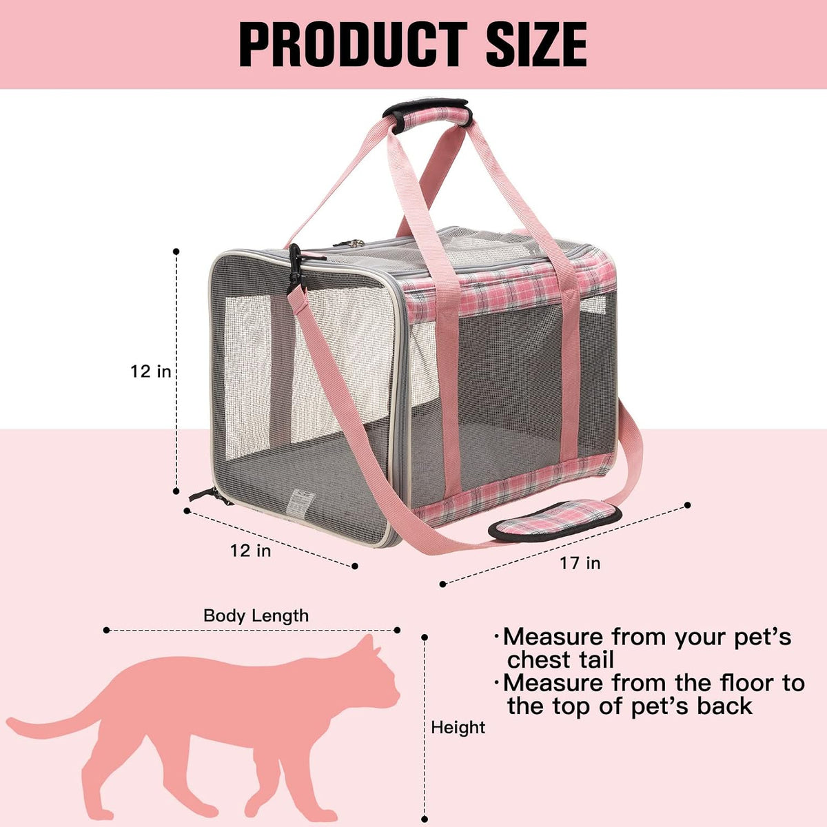 Large Cat Carrier Dog Carriers Soft for Small Medium Cats Puppies Up - Pink - image 3