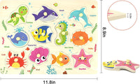 Wooden Peg Puzzle, Sea Creature Chunky Kids Puzzles - image 2