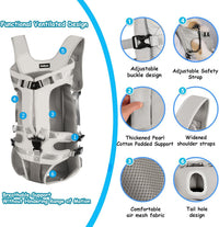 Pet Front Dog Carrier Backpacks, Adjustable Pet Backpack - Grey / Large - image 2