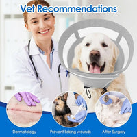 SAWMONG Soft Dog Cone for Large Dogs, Adjustable Pet Recovery Collar to Stop Licking, Comfy Elizabeth E-Collar for Dogs After Surgery Alternative (L,Grey)