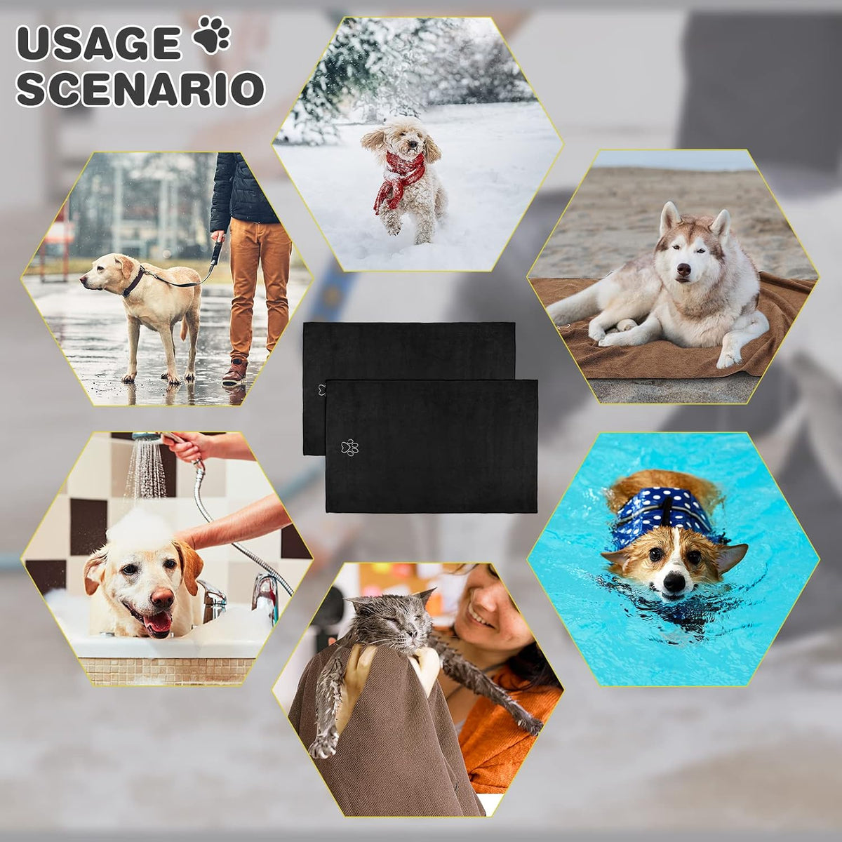 Chumia 4 Pcs Dog Towels for Drying - 30 x 50 Inch / Black - image 2