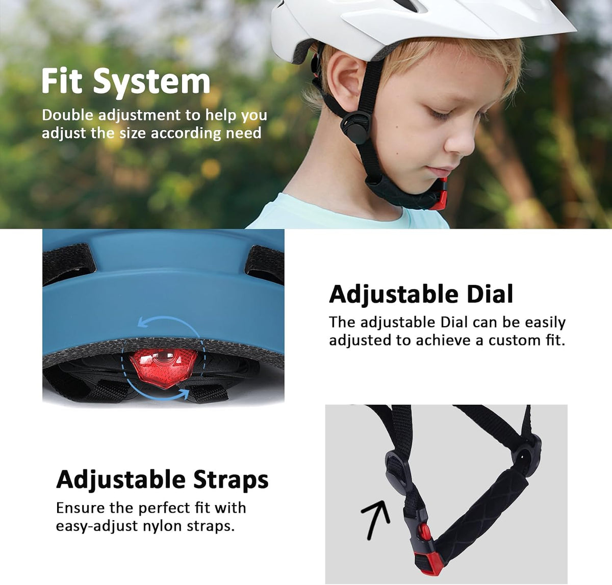 Kids Bike Helmet, Toddler Youth Helmet for Boys Girls, Ages 3-5 - Matte Blue / 50cm-57cm/19.7''-22.4'' - image 3