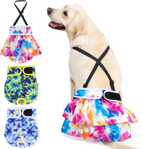 Avont 3 Pack Washable Female Dog Diaper with Suspender - Tie-dye / XL