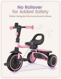 besrey Toddler Tricycle with Bell - Pink - image 3