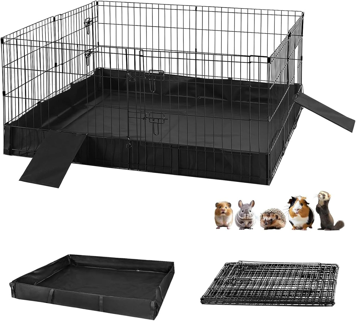 2-Story Wooden Rabbit Hutch with Chew-Proof Ramp