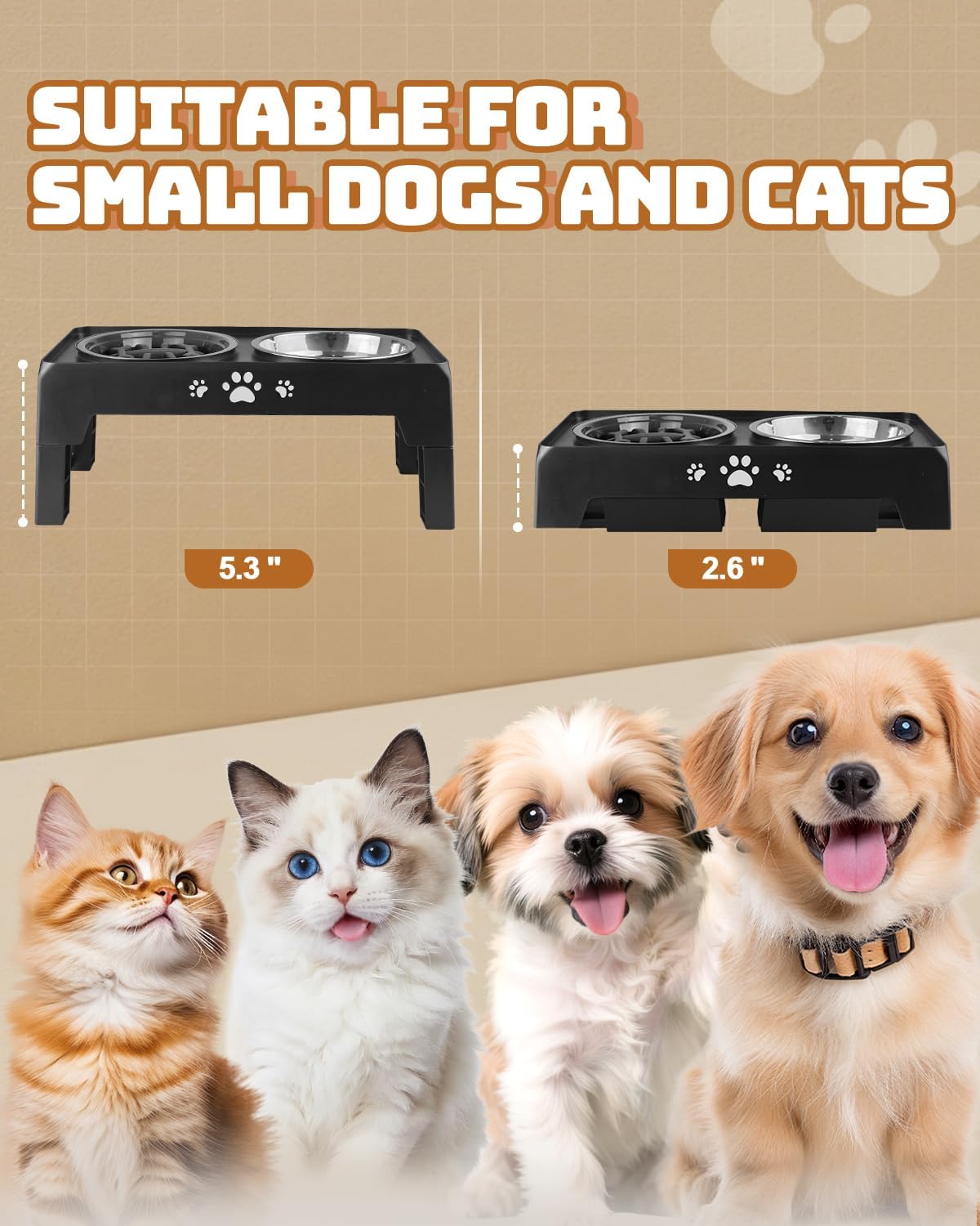 Elevated Dog Bowls for Medium Large Size Dogs - Black / Small / 1 Basic&1Slow Bowl - image 2