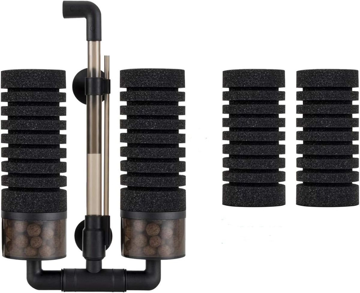 Hygger Aquarium Double Sponge Filter, Comes with 2 Spare Sponges - Filter M (15-55 gallon)