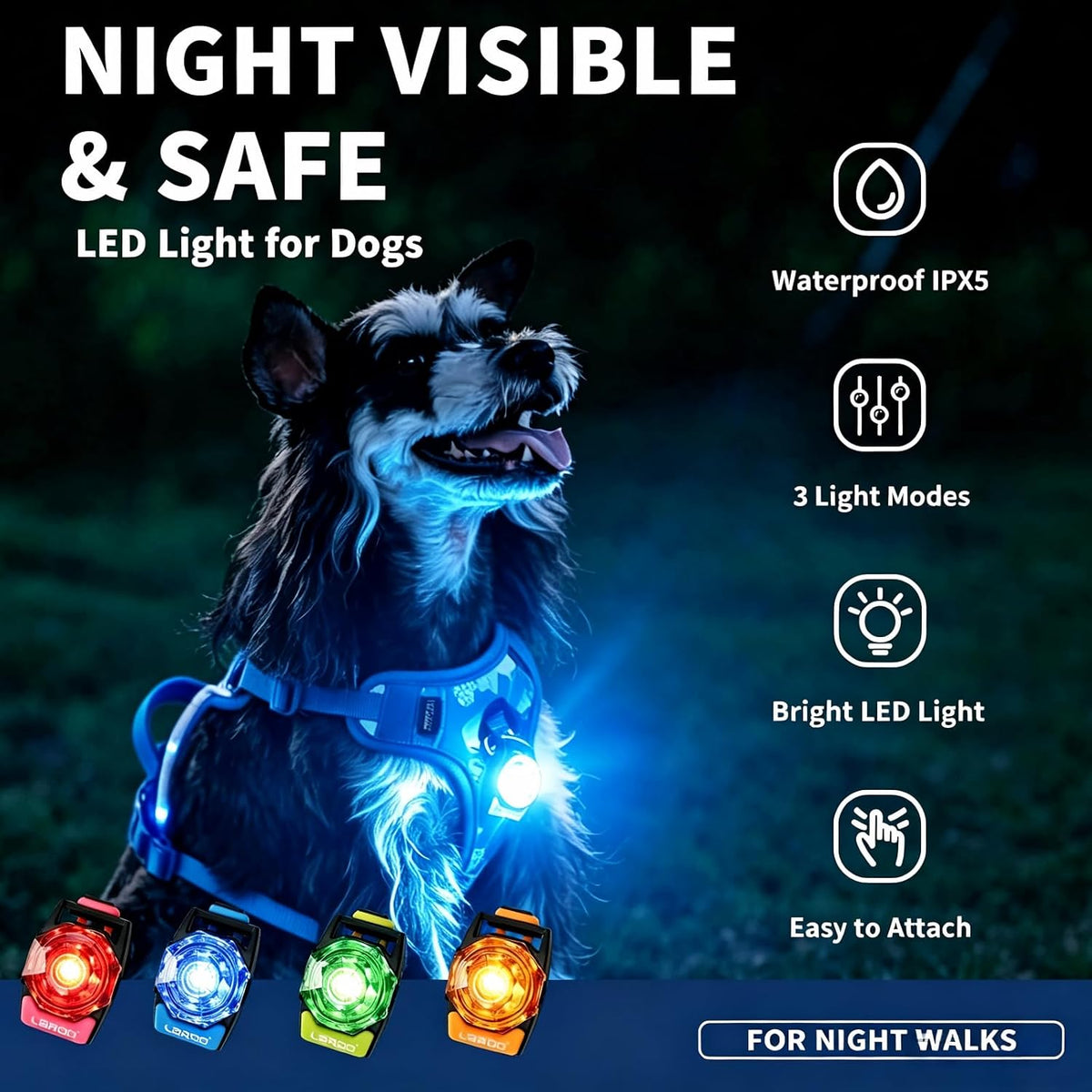 LaRoo Dog Lights, Led Collar Lights for Nighttime Walking - Green-B - image 2