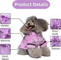 Pet Bathrobe Dog Pajama, Thickened Hooded - Purple / Small - image 2