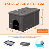 Zerbuger Cat Litter Box Enclosure Furniture for Odor Control – Essentials for Cats - Gray-Faux Leather / X-Large - image 2