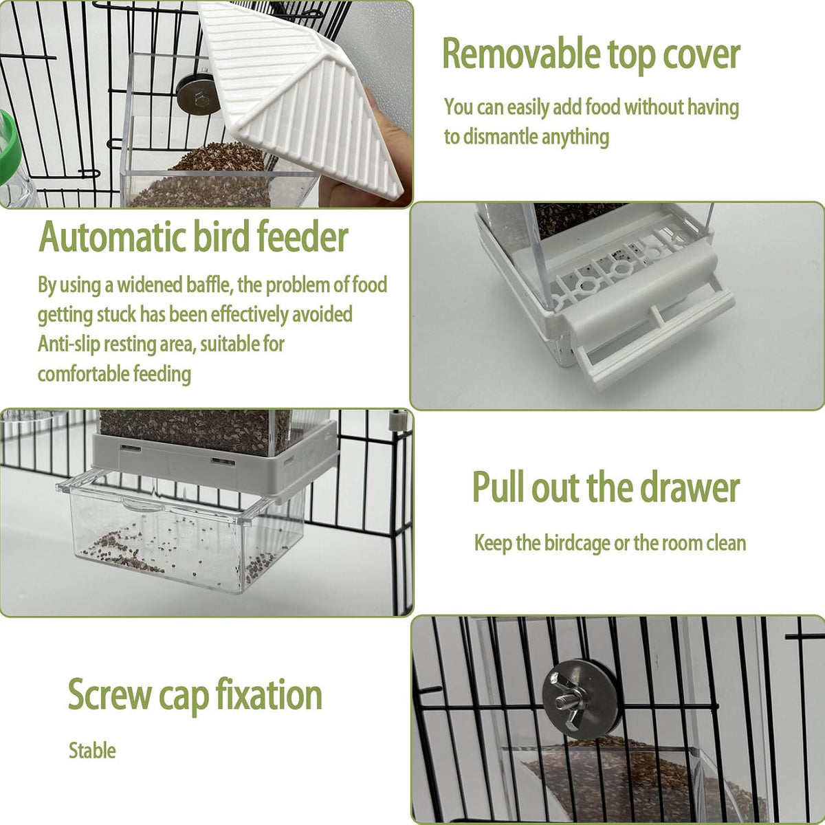 Automatic No Mess Bird Feeder Water Dispenser Set – Essentials for Birds - White + Green - image 4