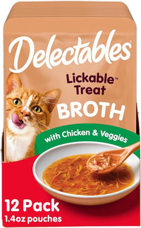 Hartz Delectables Savory Broths Chicken & Veggies Lickable Wet Cat Treats, 12 Count