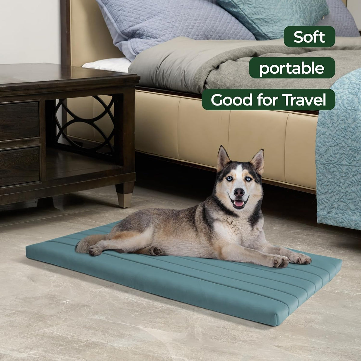 BALANCE Dog Crate Bed, Orthopedic Dog Bed Pad with Waterproof Liner, Washable Crate Foam Pet Mat - Powder Blue / 42.0"L x 28.0"W x 2.0"Th - image 3