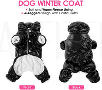 Dog Coat Waterproof Dog Jacket Fullbody Dogs Winter Coat Snowsuit – Essentials for Dogs - Black / Medium - image 3