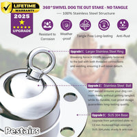 360° Swivel Dog Tie Out Stake Dog Anchor Heavy Duty Stainless Steel - Stake with 30 ft cable - image 3
