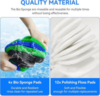 Canister Filter Pads Compatible with Penn Plax Cascade 1200/1500 CCF4UL/CCF5UL Replacement Canisters Filters Sponges for Aquariums Fish Tank Turtle Tank