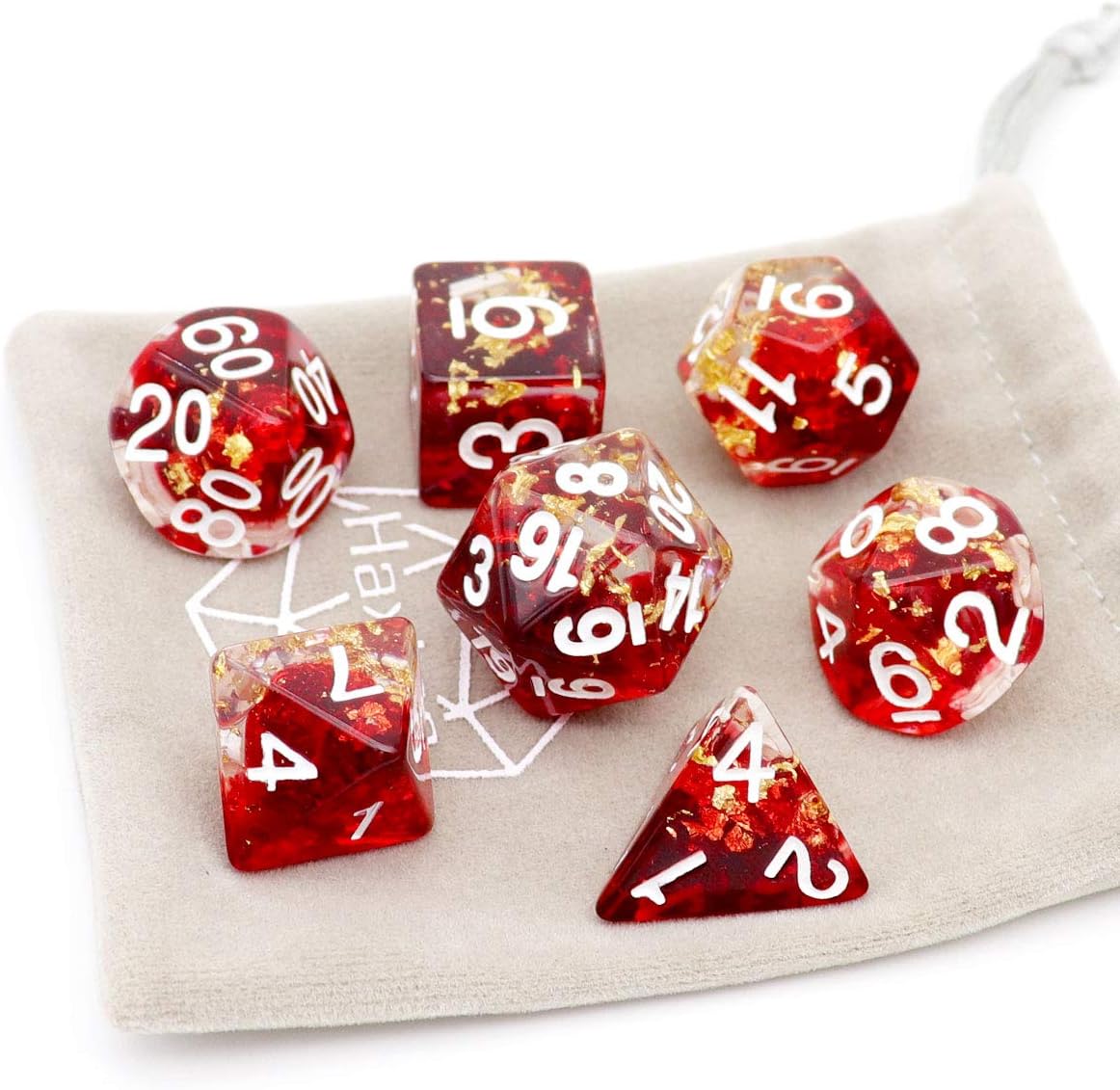 Haxtec Light Green DND Dice Set - Red Clear - image 4