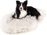 PupRug Orthopedic Dog Bed for Large Dogs with Fluffy Soft Faux Fur and Memory Foam for Joint Pain Relief, Machine Washable and Waterproof Couch Bed, Polar White, Large/Extra Large