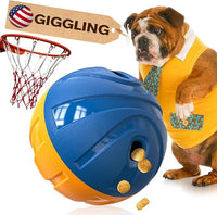 KADTC Dog Treat Giggling Ball - Adjustable Food Dispensing Speed - Puppy Basketball Toy - Puzzle Slow Feeder Mind Game for Medium/Large/Extra L Aggressive Chewers Breed