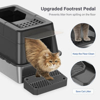 Aphyxen XL Stainless Steel Litter Box with Lid - XL Black - image 4