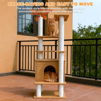 62"Tall Outdoor Cat Tree,Weatherproof Large Cat Condo with Scratching Posts – Essentials for Cats - CTT-6 - image 2
