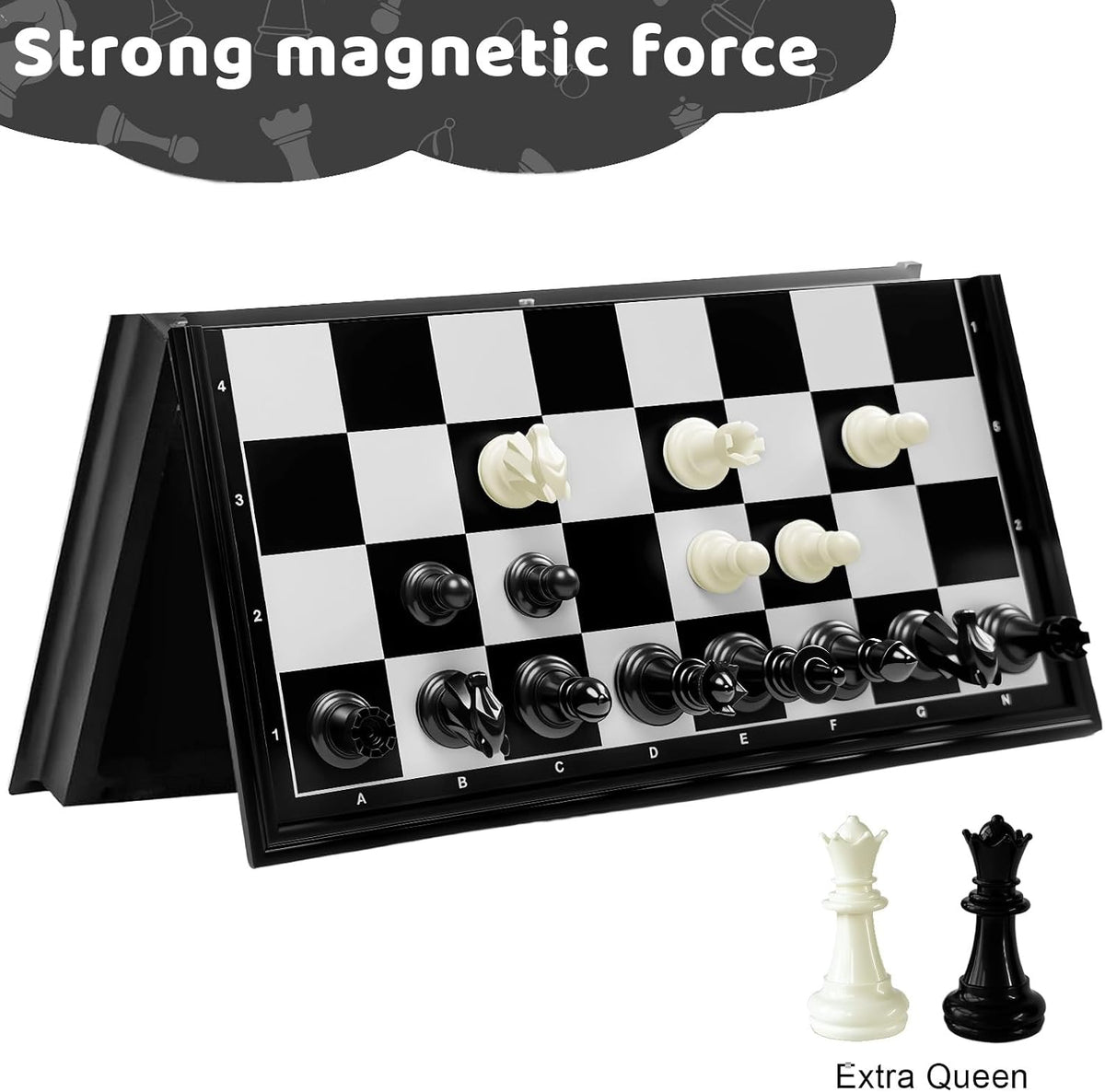 Travel Chess Set, 10 inch Magnetic Chess Board with 2 Extra Queen Portable Folding Board Chess - image 2