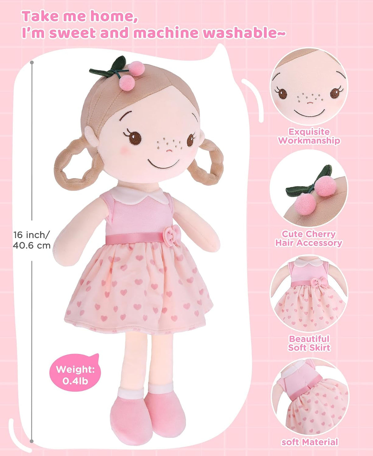 GAGAKU soft baby doll in a floral print rag doll style for toddlers - view 11