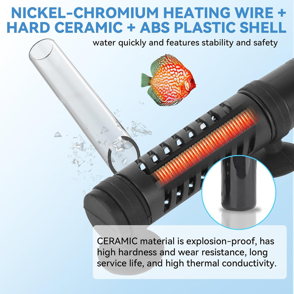 hygger 15W ceramic submersible aquarium heater with external digital controller - view 3