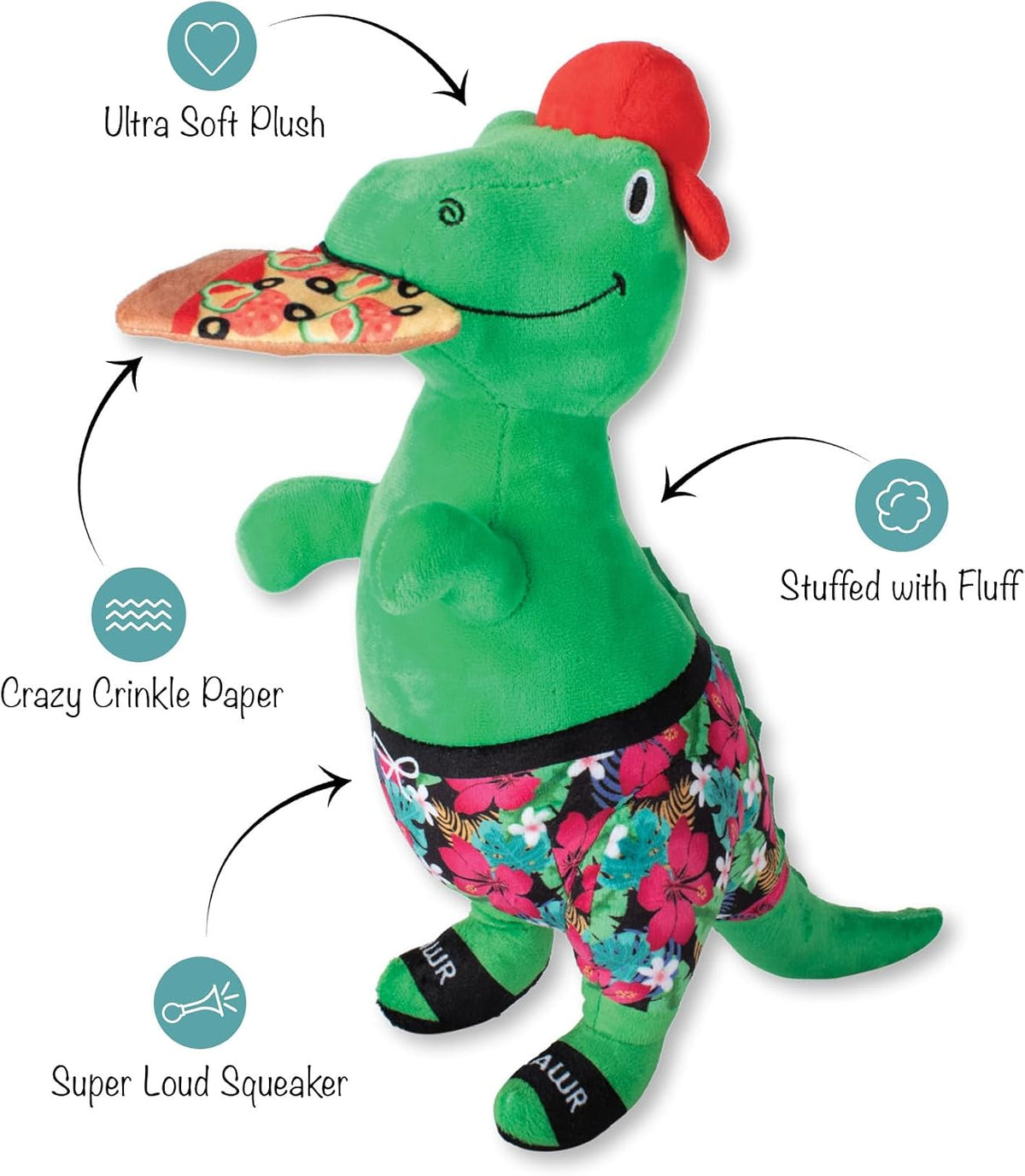 Fringe Studio Dog Plush Pet Toy with Squeaker - Pizzasaurus - image 2